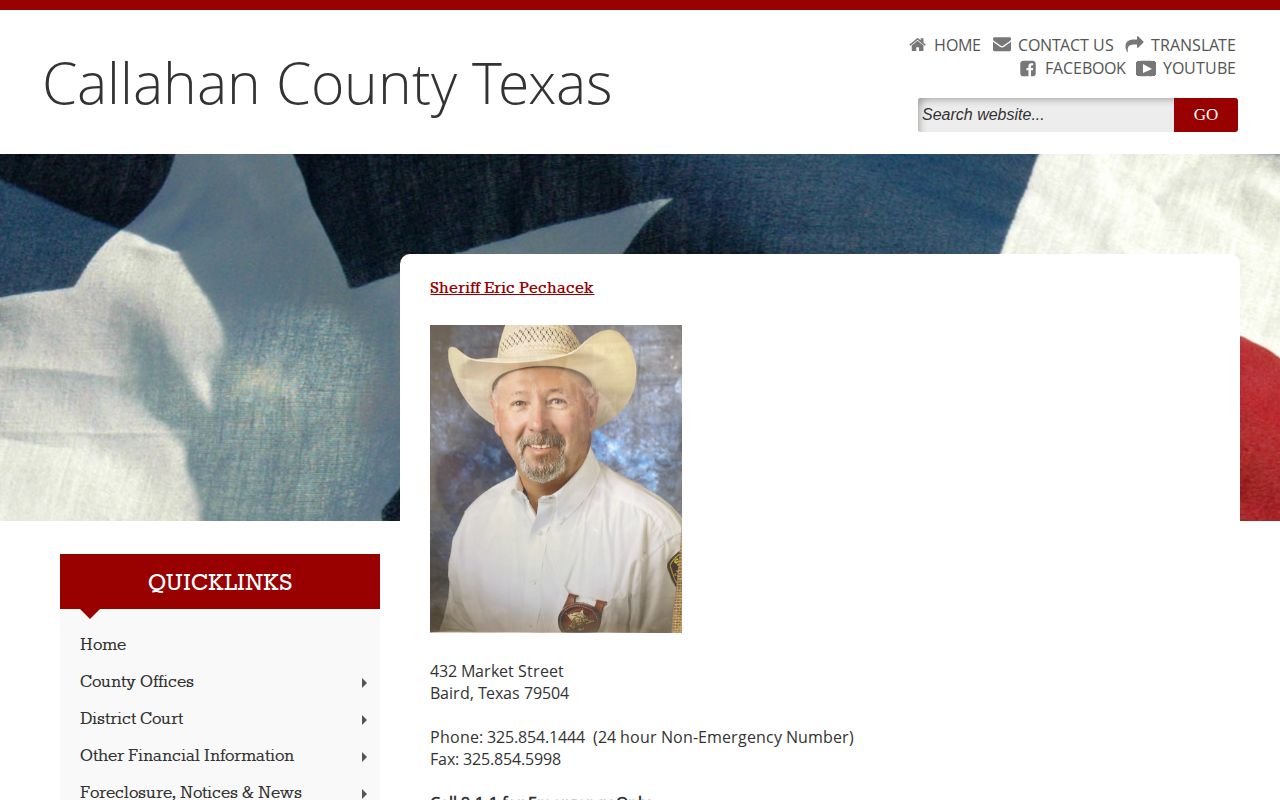 Official Callahan County Sheriff and jail information page